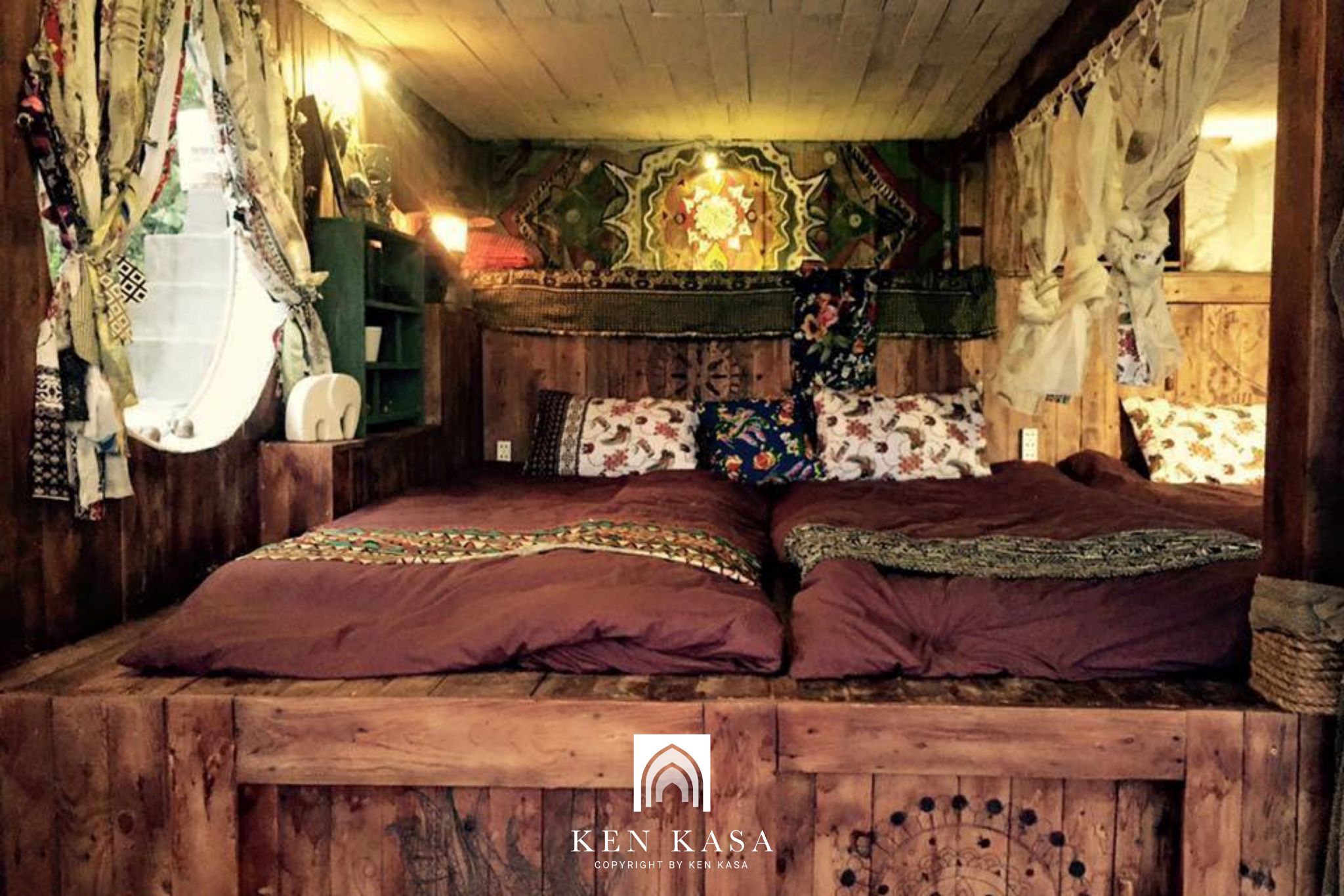 mẫu thiết kế phòng homestay với phong cách boho
